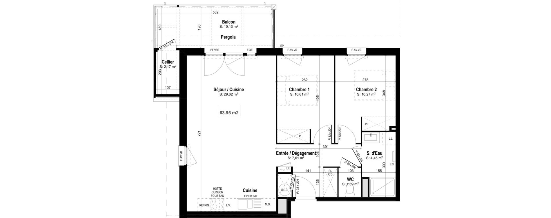 Appartement T3 de 63,95 m2 &agrave; Mimizan Centre