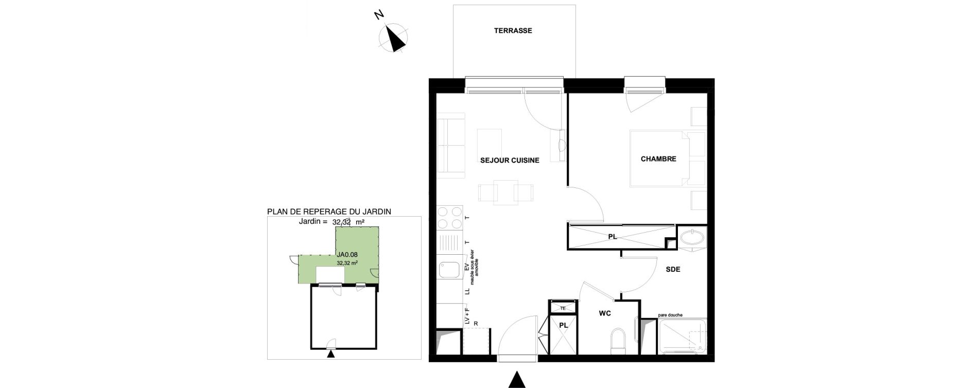 Appartement T2 meubl&eacute; de 40,43 m2 &agrave; Mimizan Centre