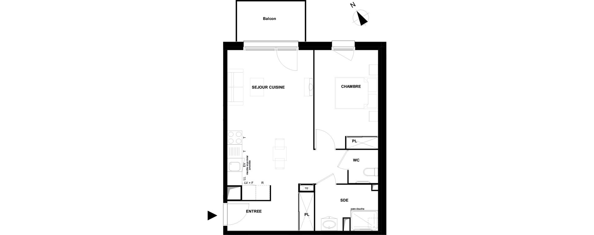 Appartement T2 meubl&eacute; de 50,93 m2 &agrave; Mimizan Centre