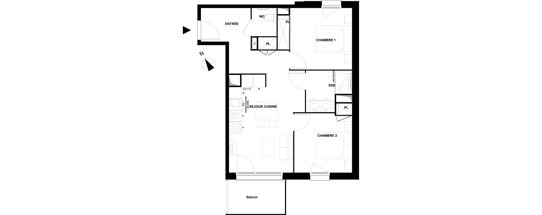 Appartement T3 meubl&eacute; de 54,74 m2 &agrave; Mimizan Centre