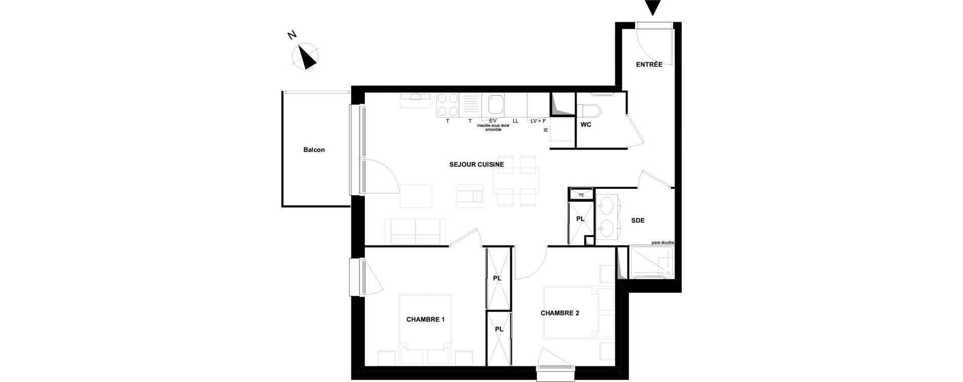 Appartement T3 meubl&eacute; de 56,01 m2 &agrave; Mimizan Centre