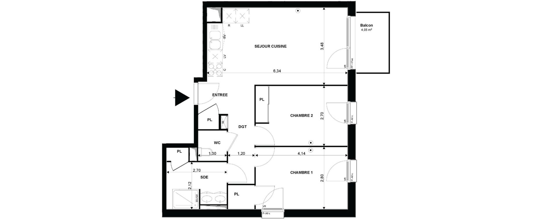 Appartement T3 de 61,36 m2 &agrave; Mimizan Plage