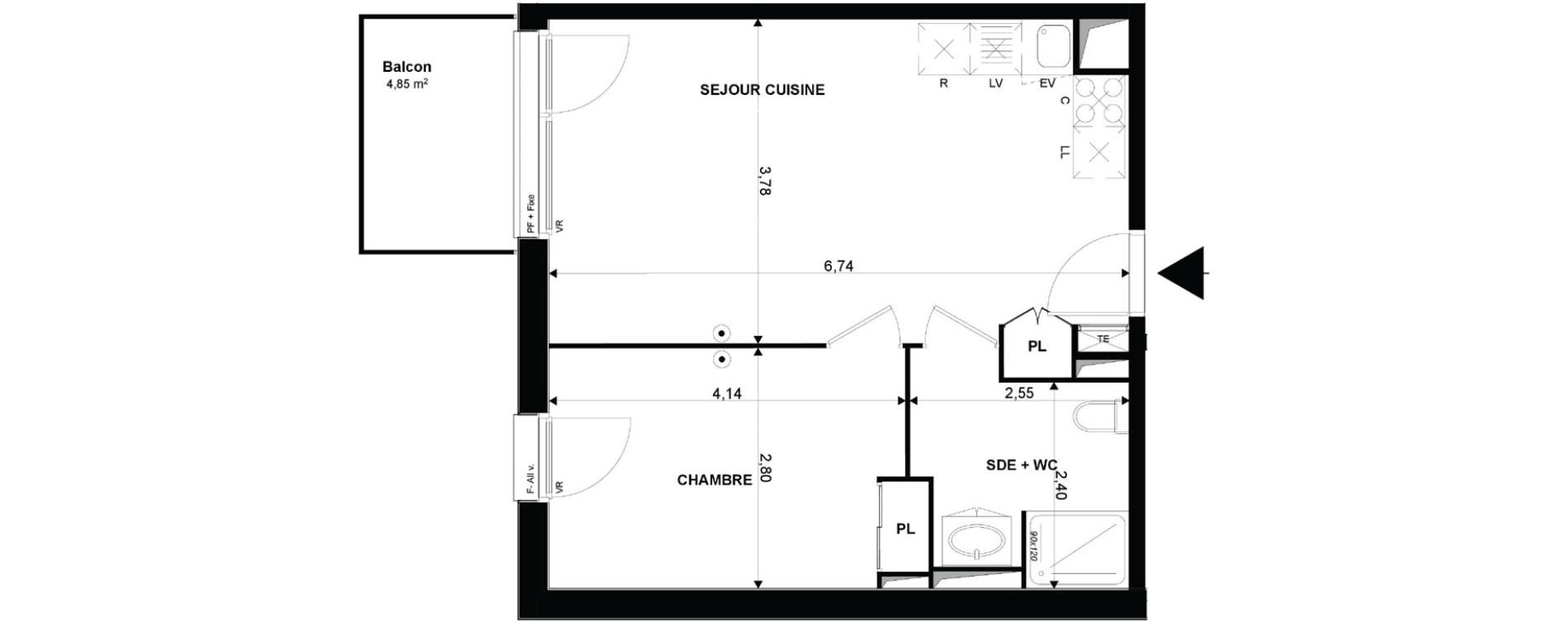 Appartement T2 de 42,79 m2 &agrave; Mimizan Plage