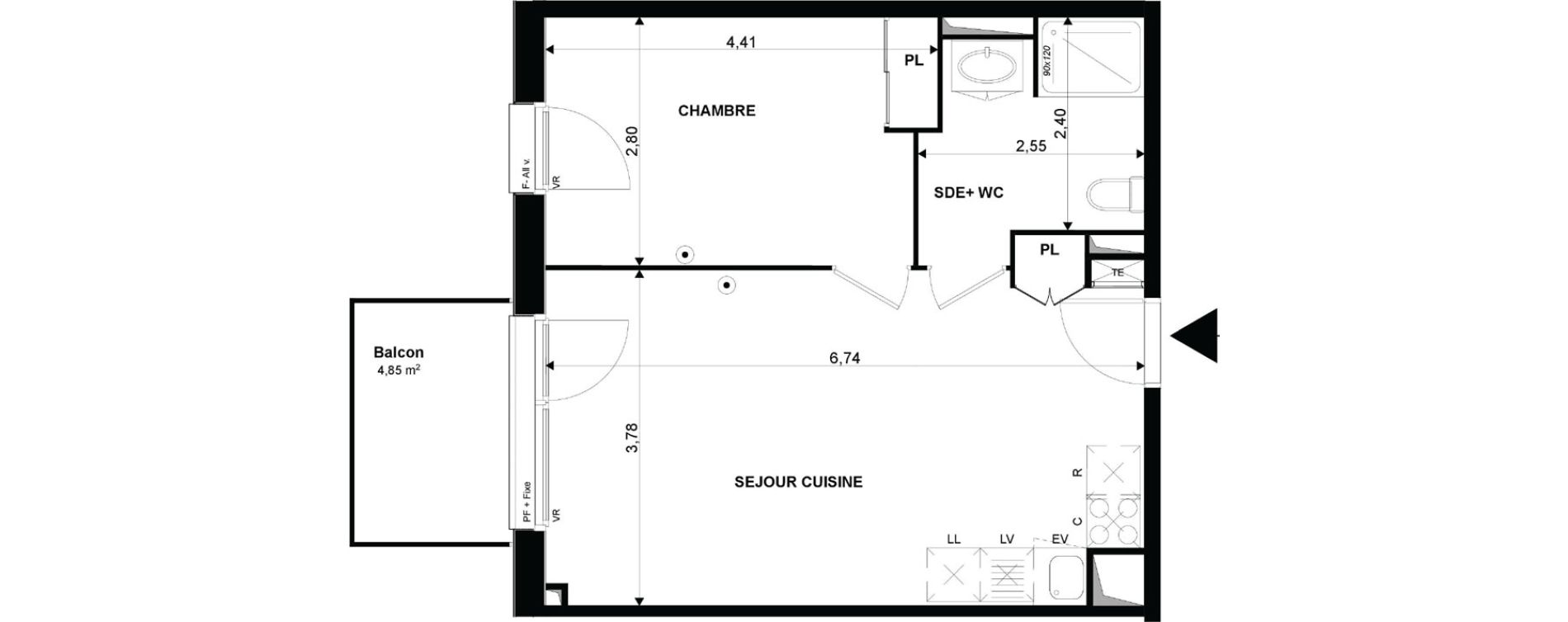 Appartement T2 de 42,85 m2 &agrave; Mimizan Plage