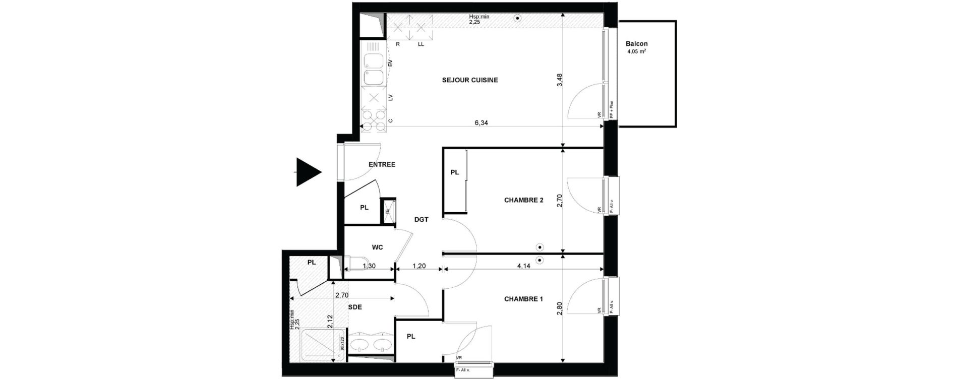 Appartement T3 de 61,36 m2 &agrave; Mimizan Plage