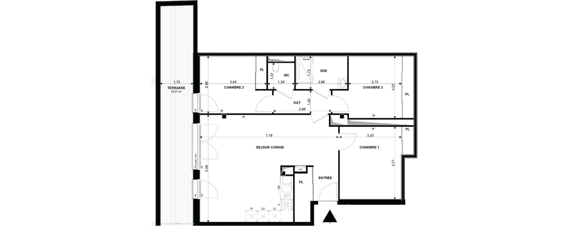 Appartement T4 de 80,09 m2 &agrave; Mimizan Plage