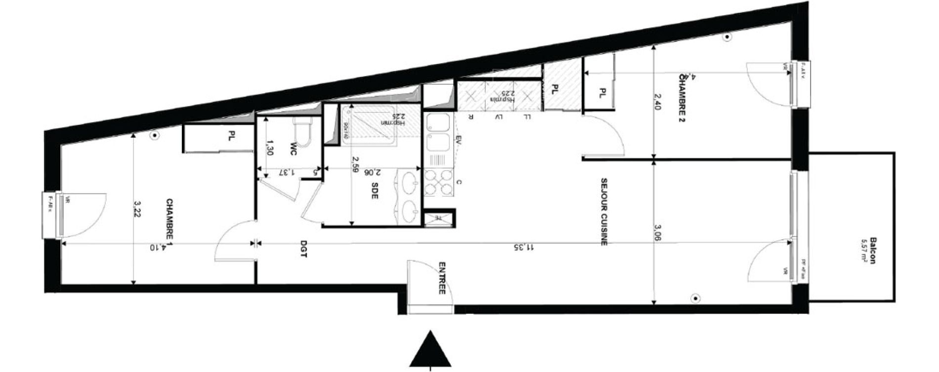 Appartement T3 de 66,03 m2 &agrave; Mimizan Plage