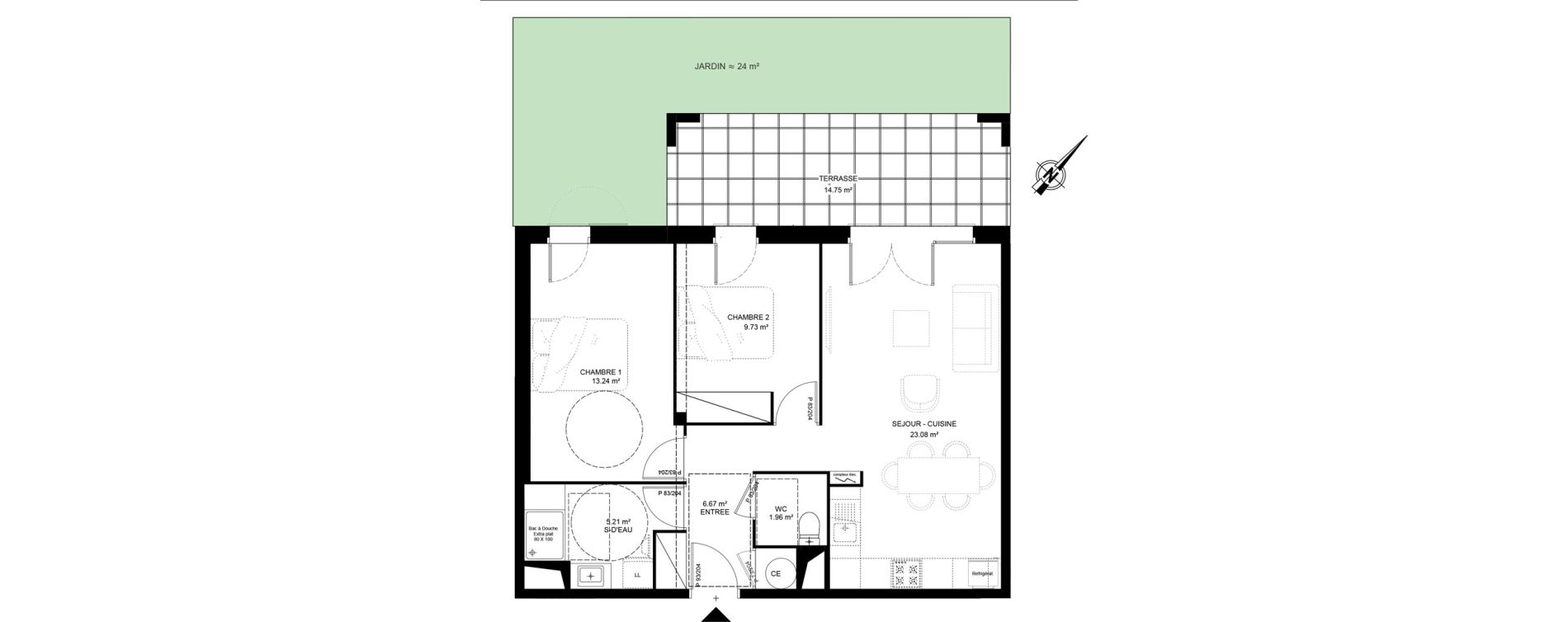 Appartement T3 de 59,89 m2 &agrave; Mimizan Centre