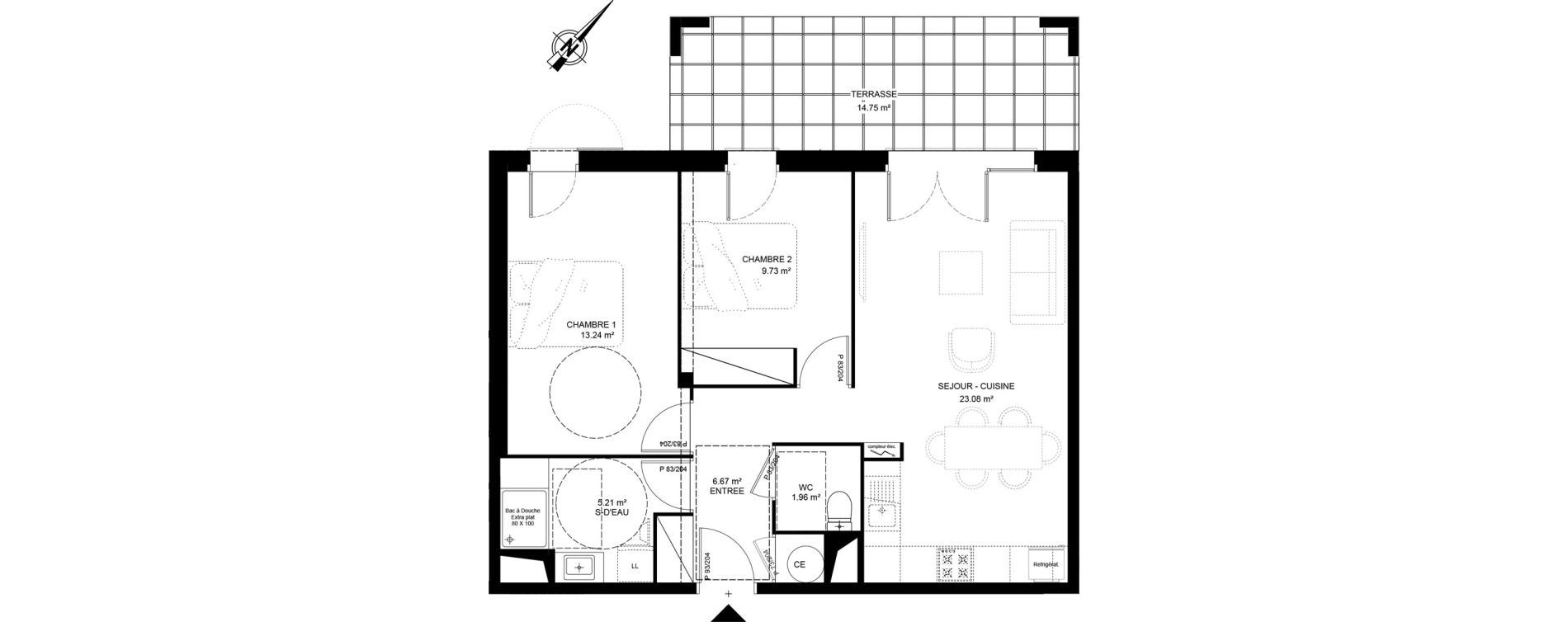 Appartement T3 de 59,89 m2 &agrave; Mimizan Centre