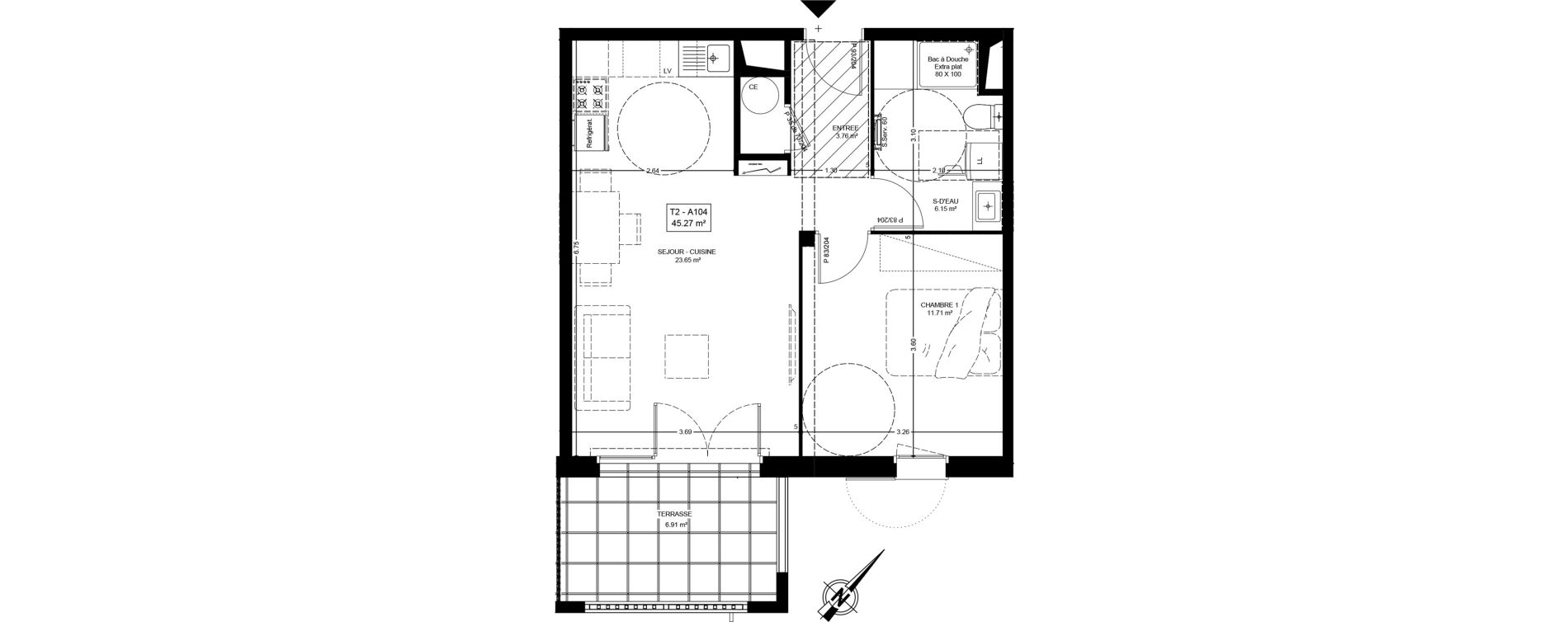 Appartement T2 de 45,27 m2 &agrave; Mimizan Centre