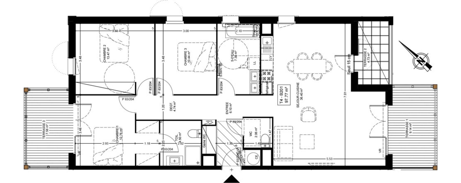 Appartement T4 de 97,77 m2 &agrave; Mimizan Centre
