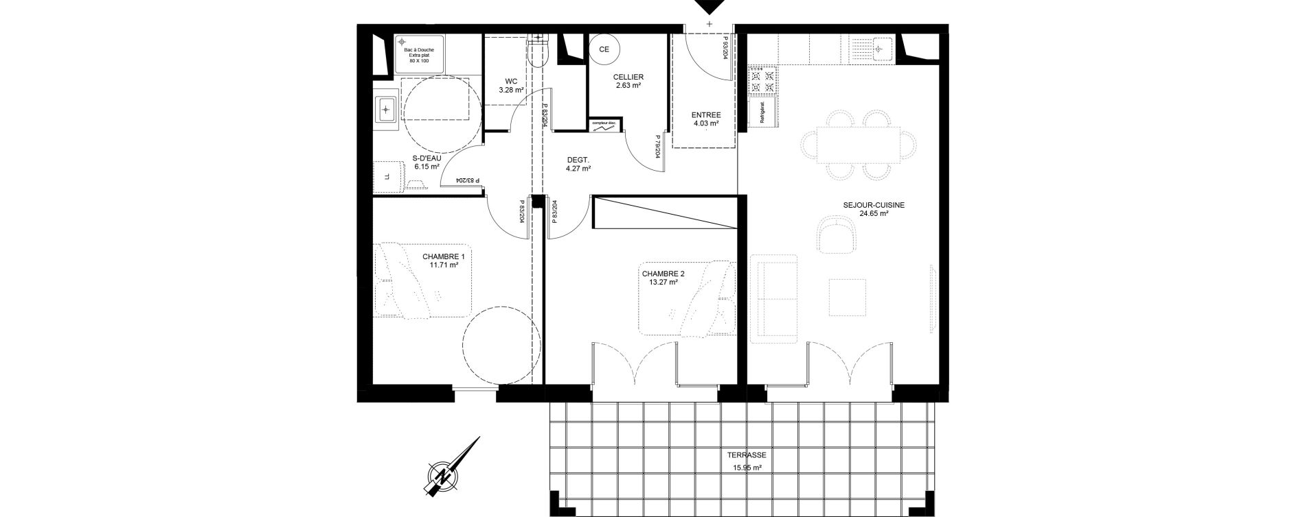 Appartement T3 de 69,99 m2 &agrave; Mimizan Centre