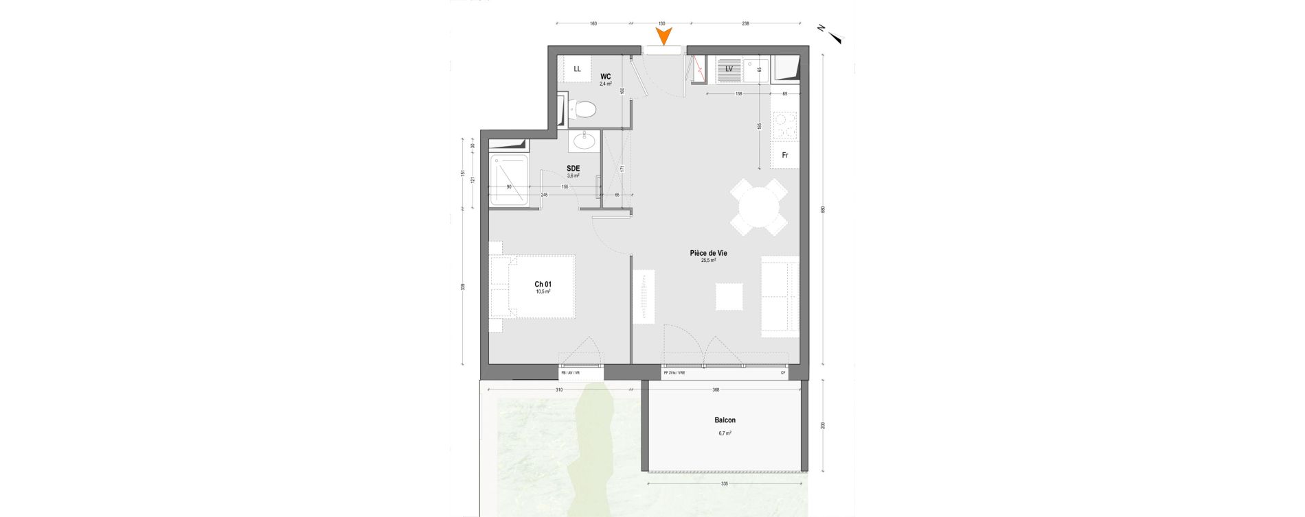 Appartement T2 de 42,00 m2 &agrave; Mont-De-Marsan Crouste