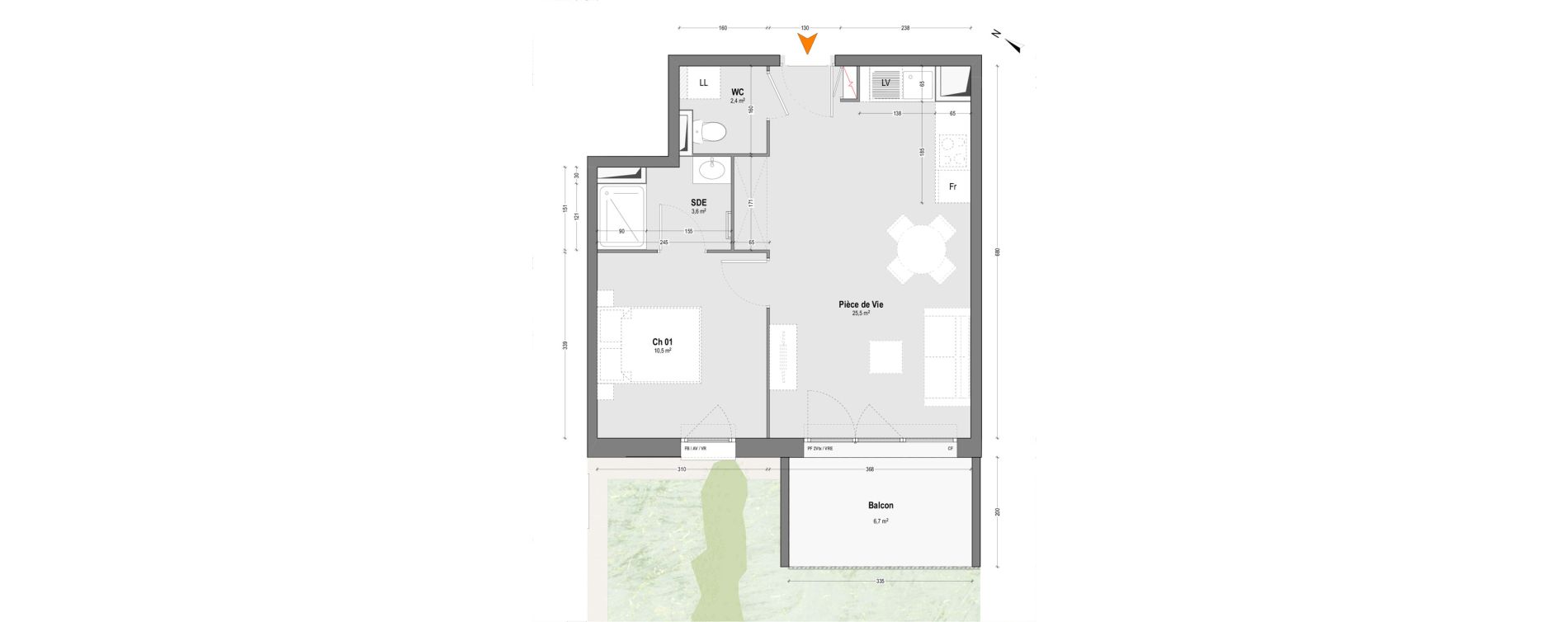 Appartement T2 de 42,00 m2 &agrave; Mont-De-Marsan Crouste