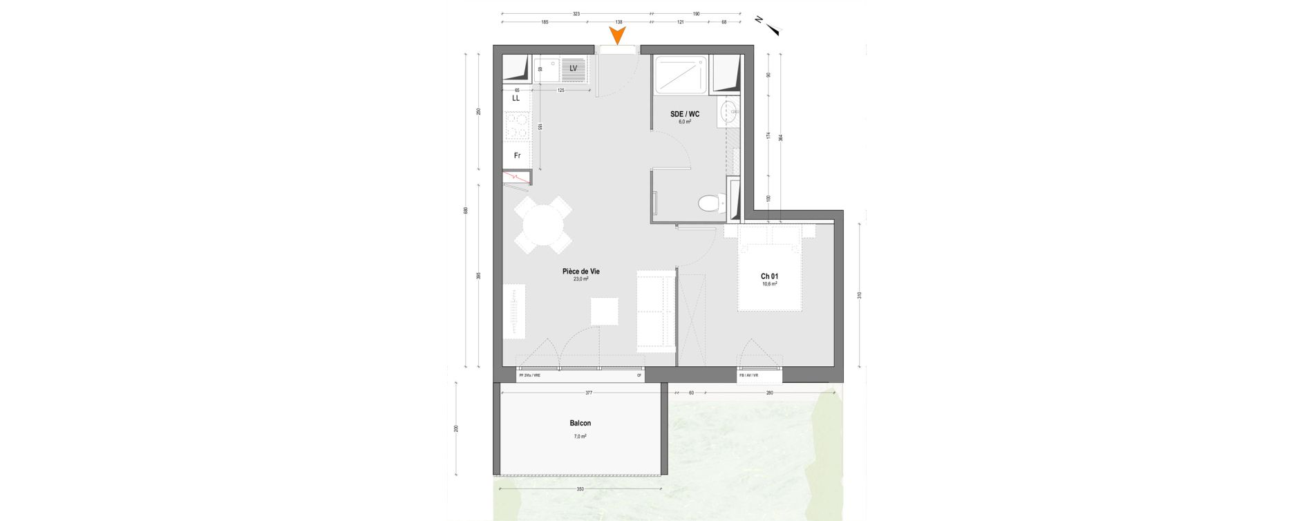 Appartement T2 de 39,60 m2 &agrave; Mont-De-Marsan Crouste