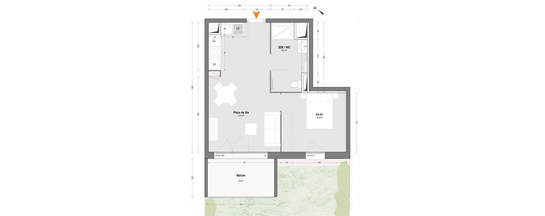 Appartement T2 de 39,60 m2 &agrave; Mont-De-Marsan Crouste