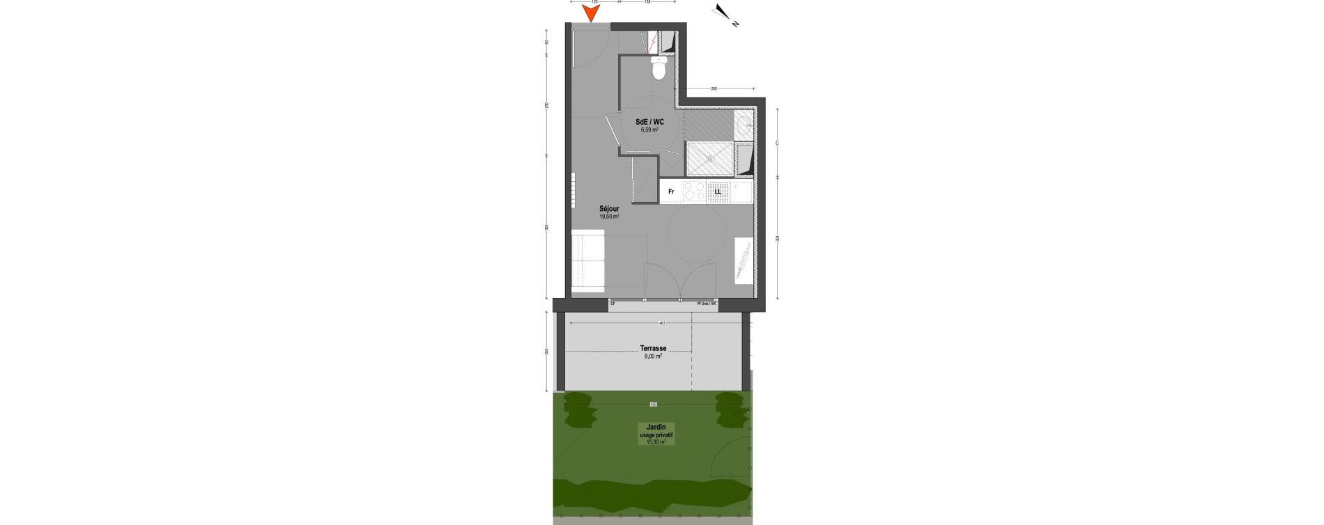 Appartement T1 de 26,09 m2 &agrave; Mont-De-Marsan Centre