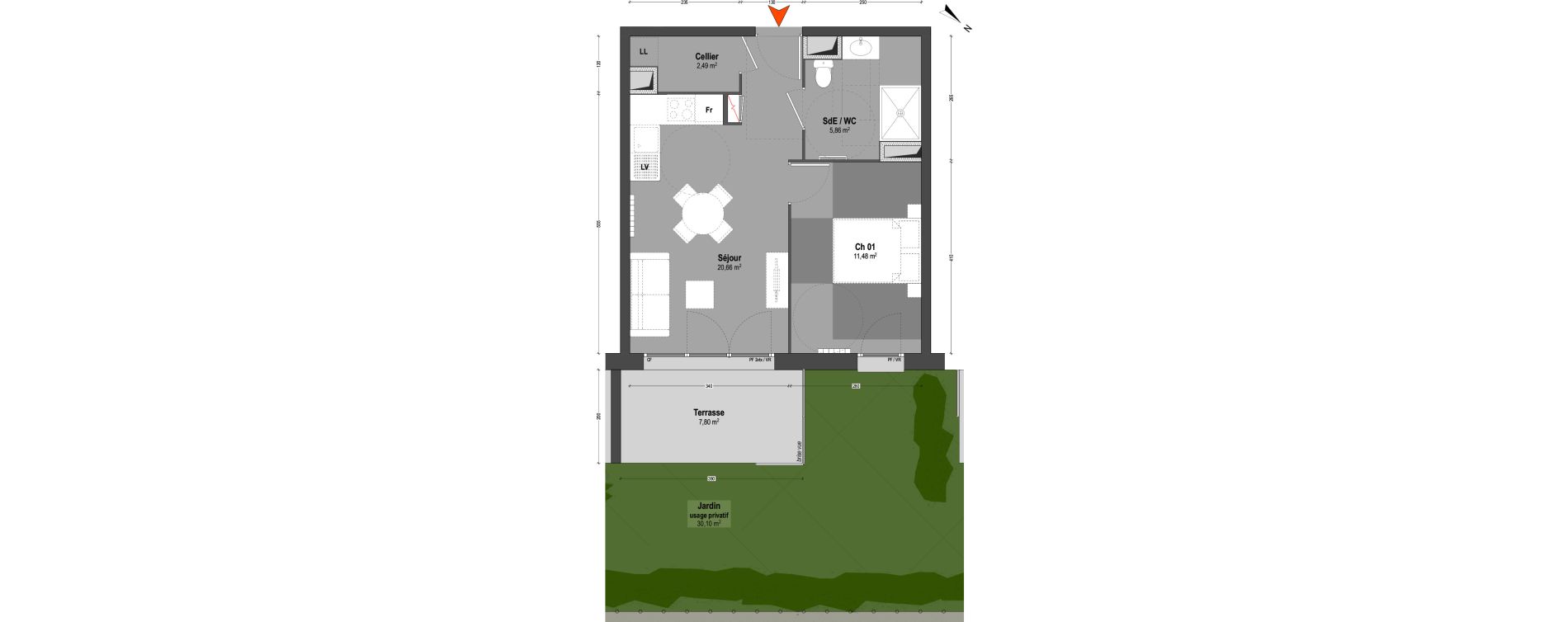 Appartement T2 de 40,49 m2 &agrave; Mont-De-Marsan Centre