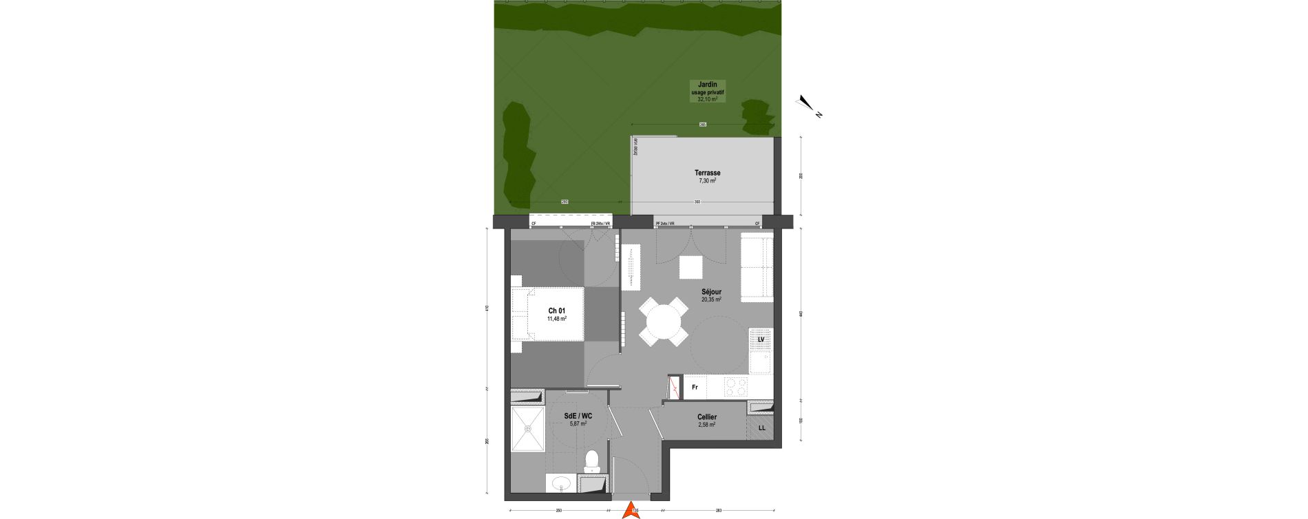 Appartement T2 de 40,28 m2 &agrave; Mont-De-Marsan Centre