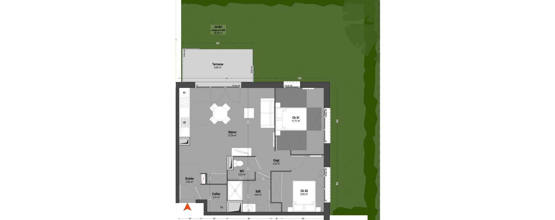 Appartement T3 de 62,48 m2 à Mont-De-Marsan Centre