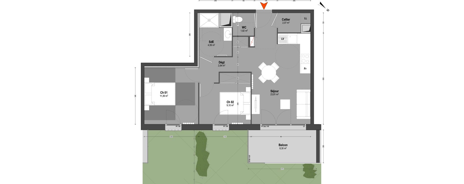 Appartement T3 de 55,42 m2 &agrave; Mont-De-Marsan Centre