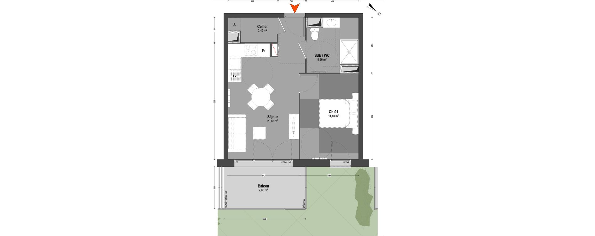 Appartement T2 de 40,49 m2 &agrave; Mont-De-Marsan Centre