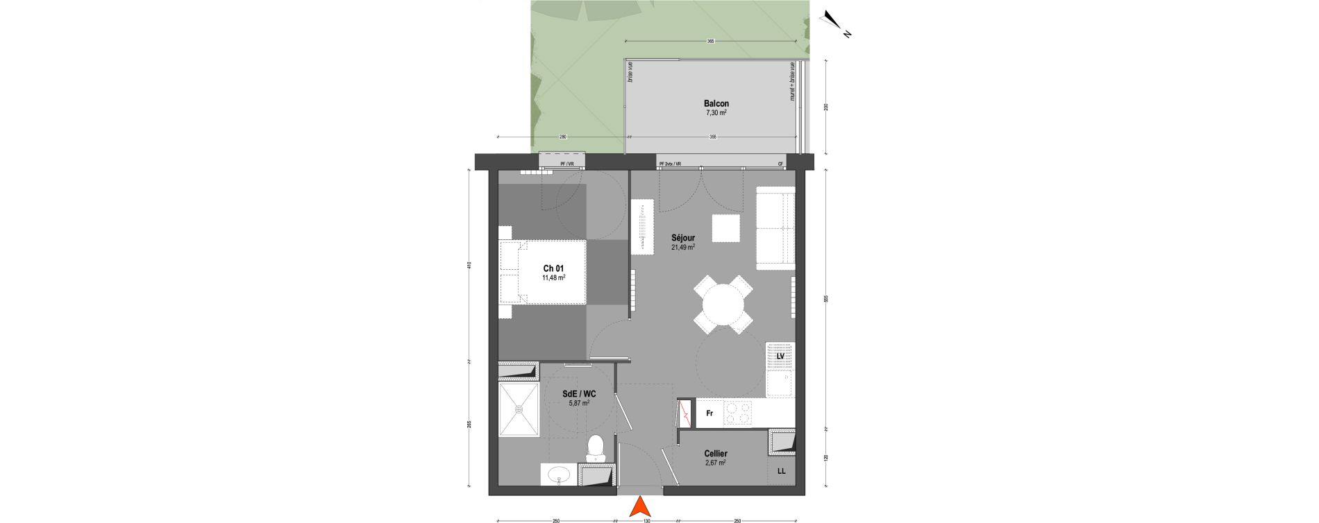 Appartement T2 de 41,51 m2 &agrave; Mont-De-Marsan Centre