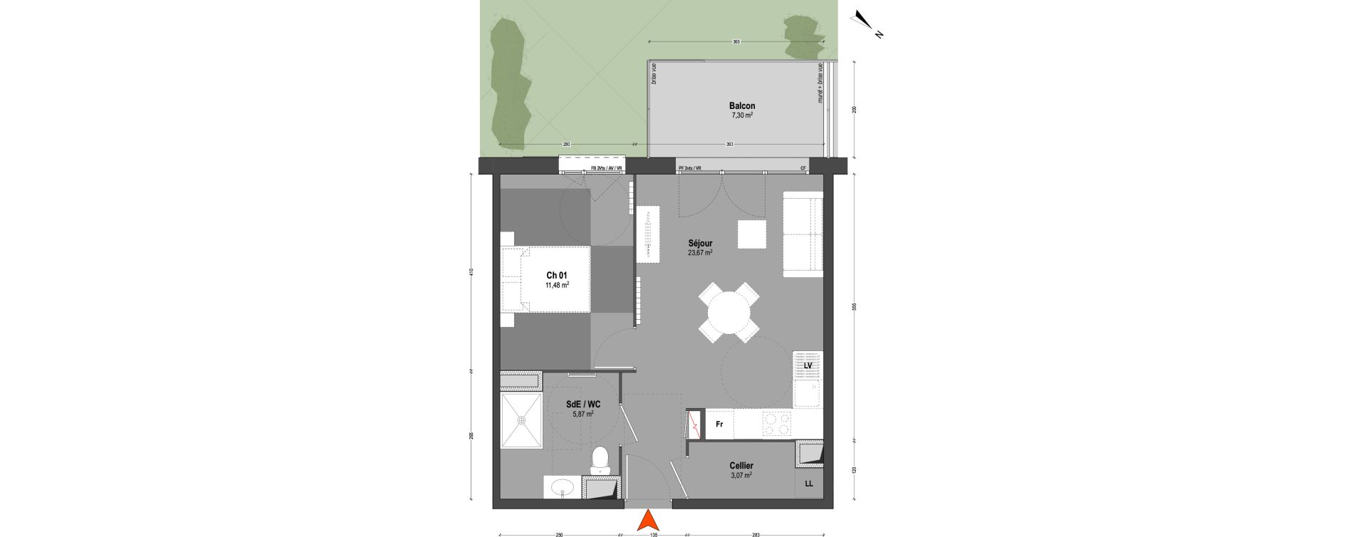 Appartement T2 de 44,09 m2 &agrave; Mont-De-Marsan Centre