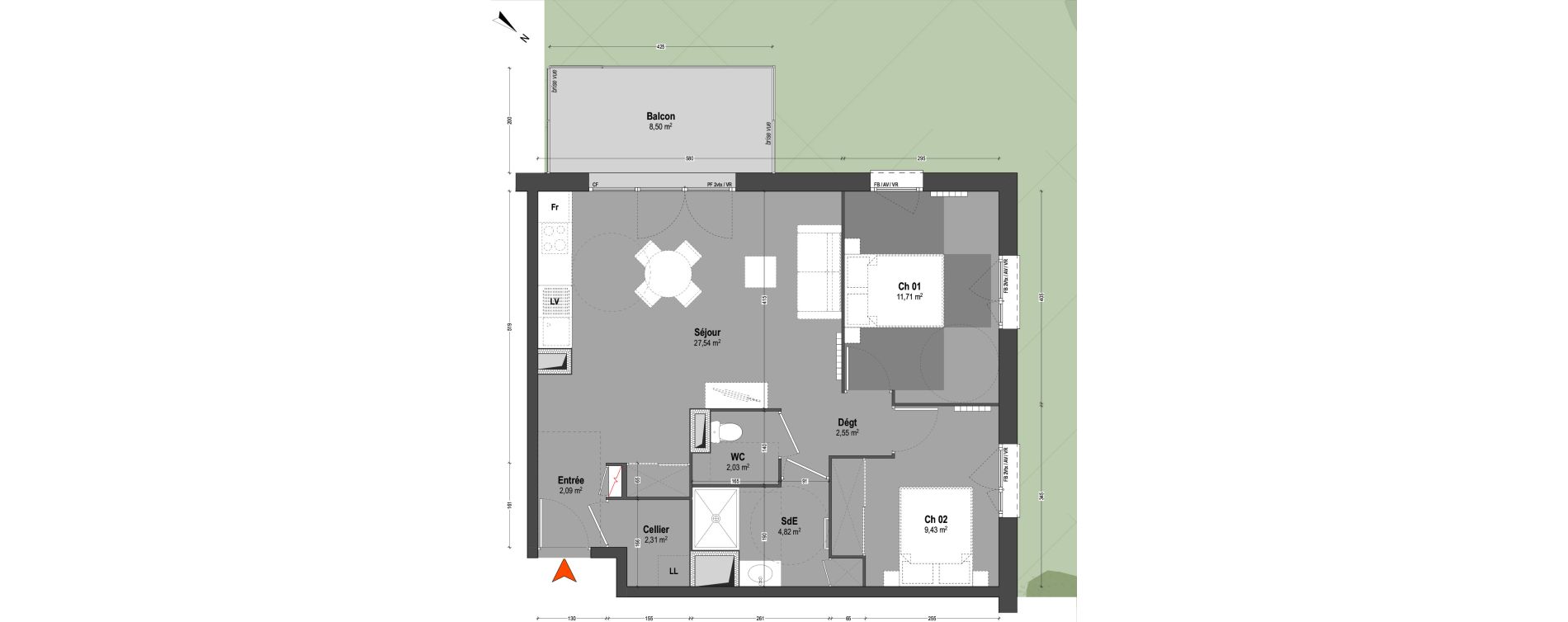 Appartement T3 de 62,48 m2 &agrave; Mont-De-Marsan Centre