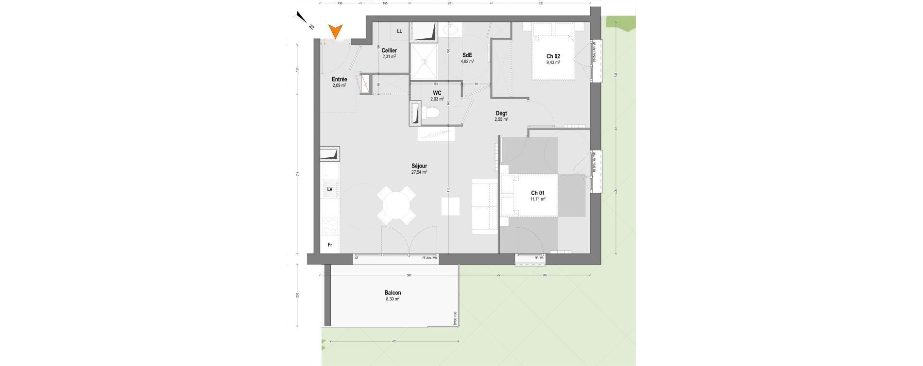 Appartement T3 de 62,48 m2 à Mont-De-Marsan Centre