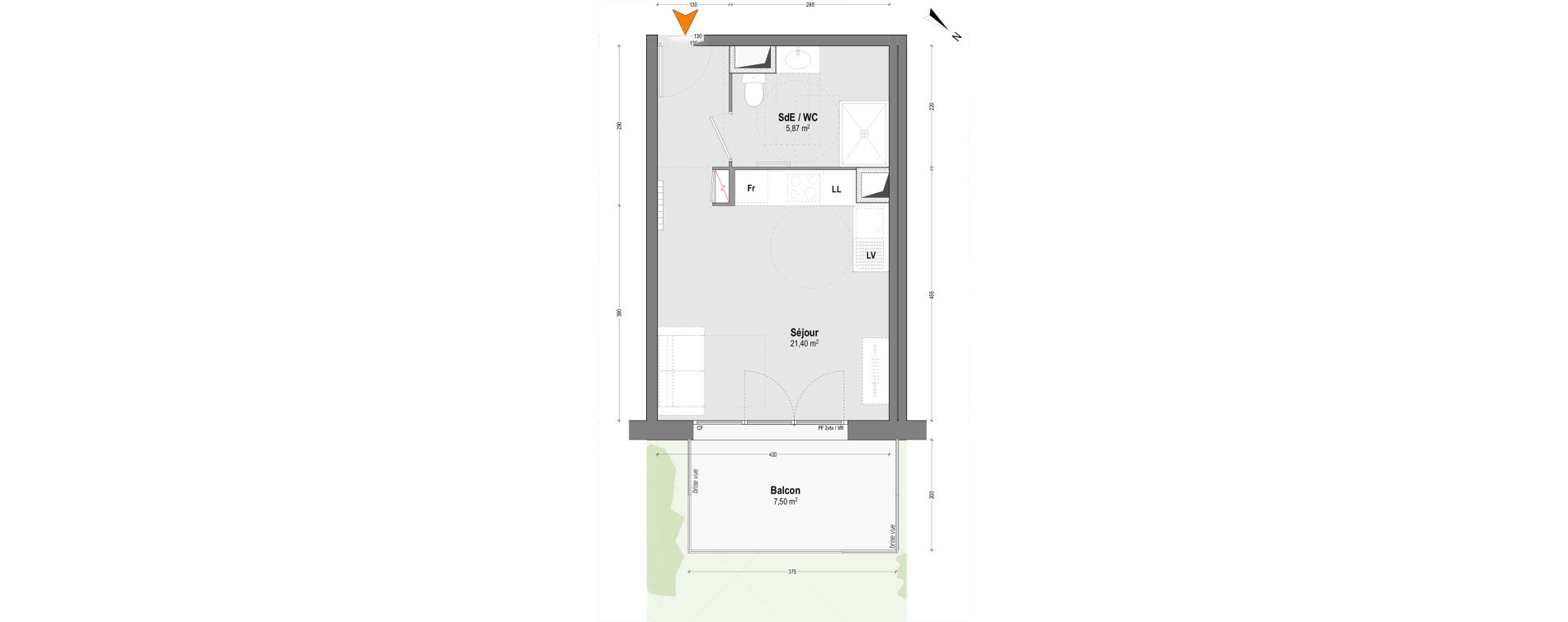 Appartement T1 de 27,27 m2 &agrave; Mont-De-Marsan Centre