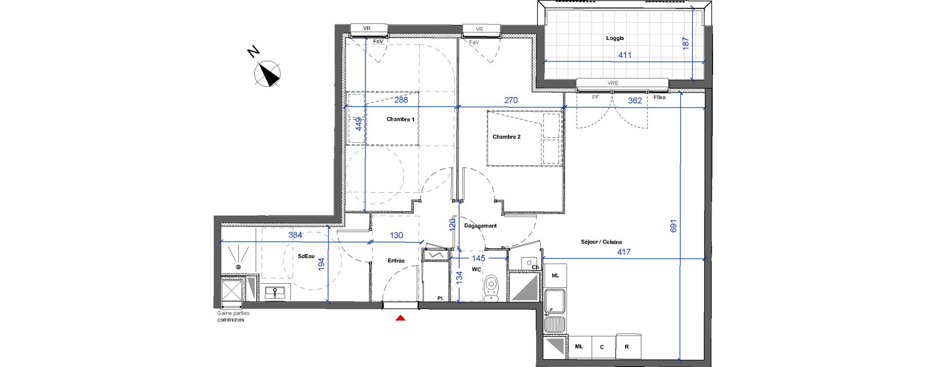 Appartement T3 de 66,35 m2 &agrave; Mont-De-Marsan Centre