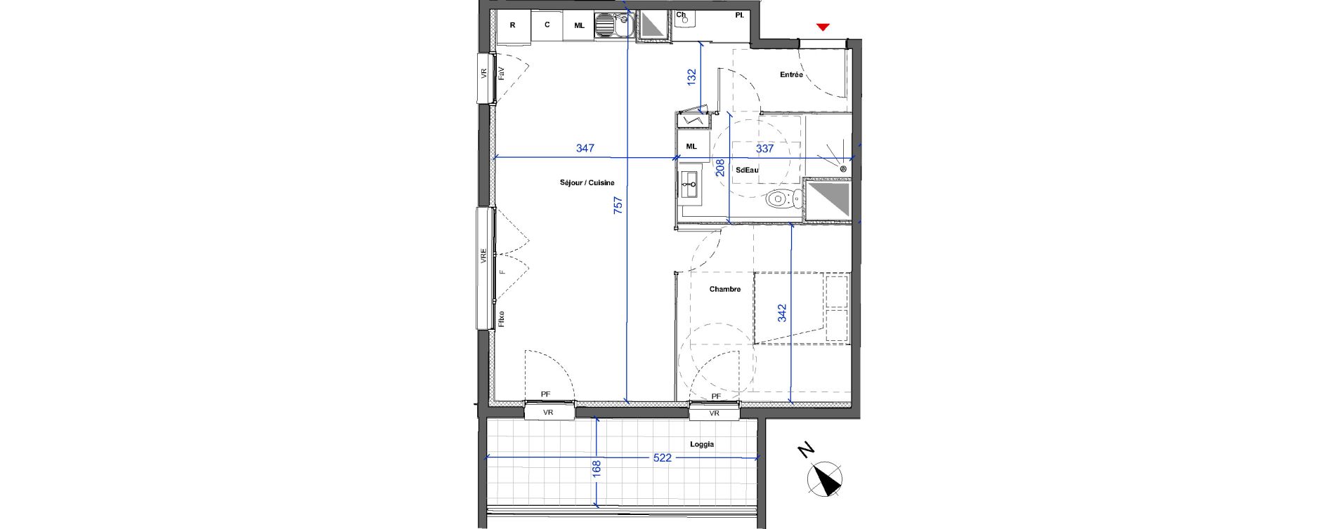 Appartement T2 de 48,45 m2 &agrave; Mont-De-Marsan Centre