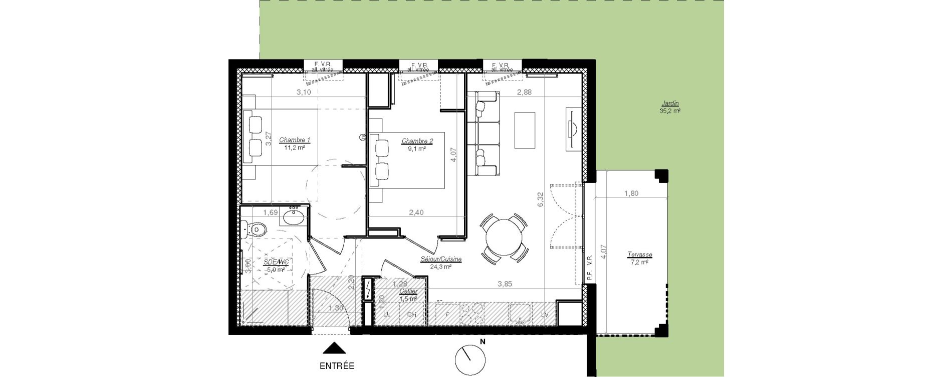 Appartement T3 de 51,30 m2 &agrave; Mont-De-Marsan Centre