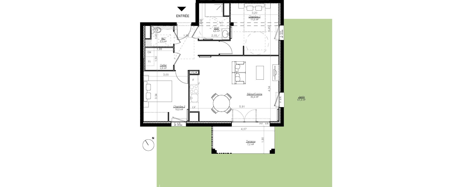 Appartement T3 de 61,80 m2 &agrave; Mont-De-Marsan Centre