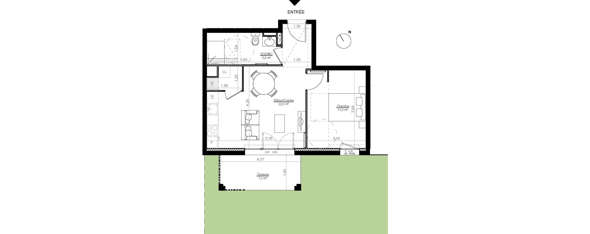 Appartement T2 de 41,80 m2 &agrave; Mont-De-Marsan Centre