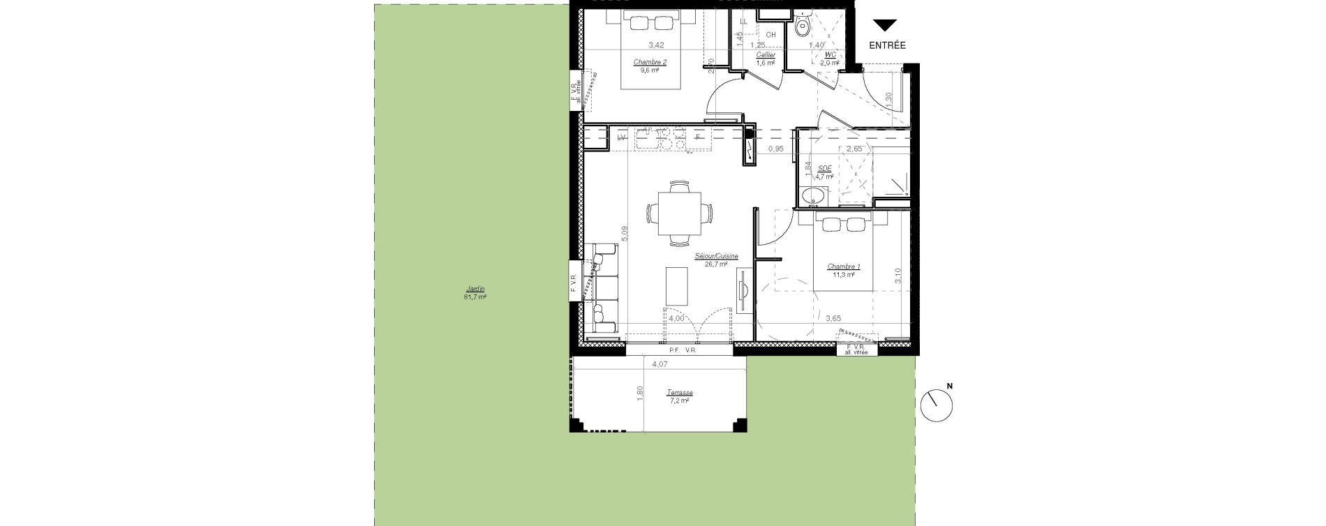 Appartement T3 de 55,80 m2 &agrave; Mont-De-Marsan Centre