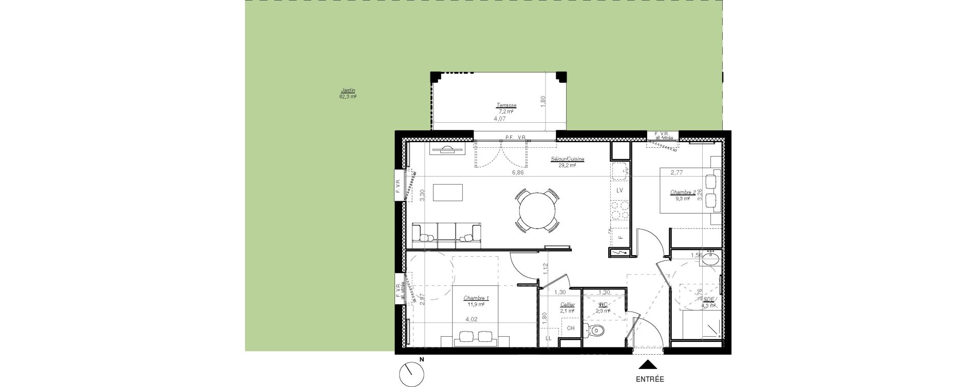 Appartement T3 de 59,20 m2 &agrave; Mont-De-Marsan Centre