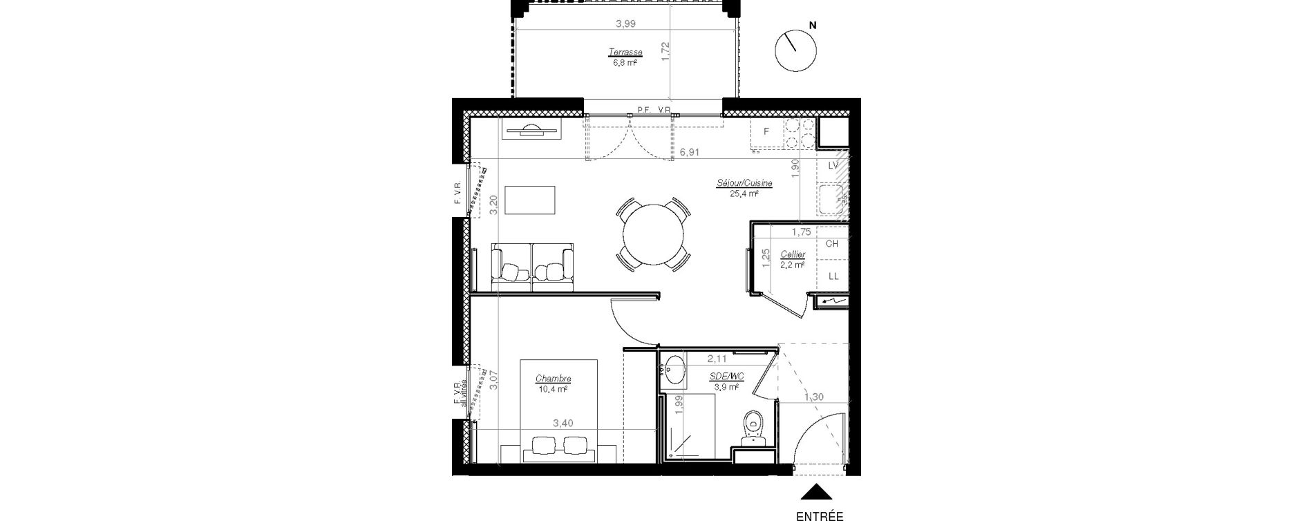 Appartement T2 de 41,90 m2 &agrave; Mont-De-Marsan Centre