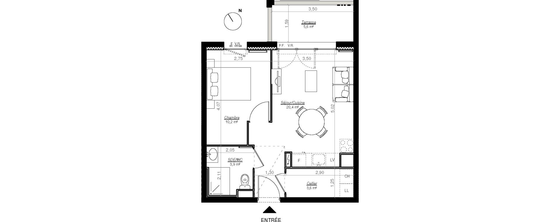 Appartement T2 de 38,10 m2 &agrave; Mont-De-Marsan Centre