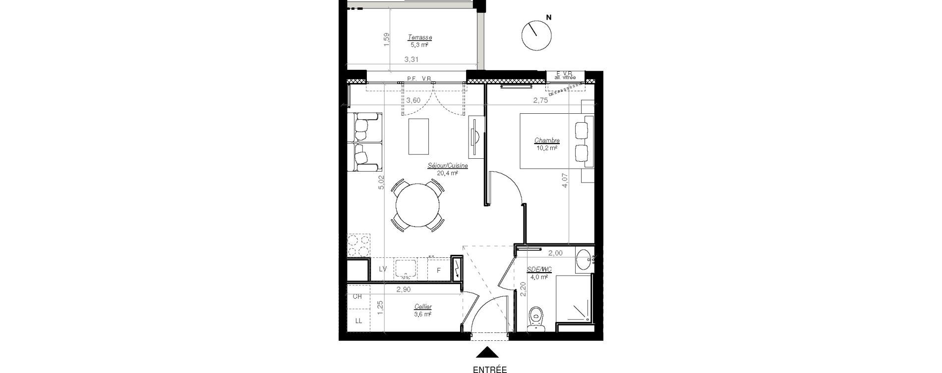 Appartement T2 de 38,20 m2 &agrave; Mont-De-Marsan Centre