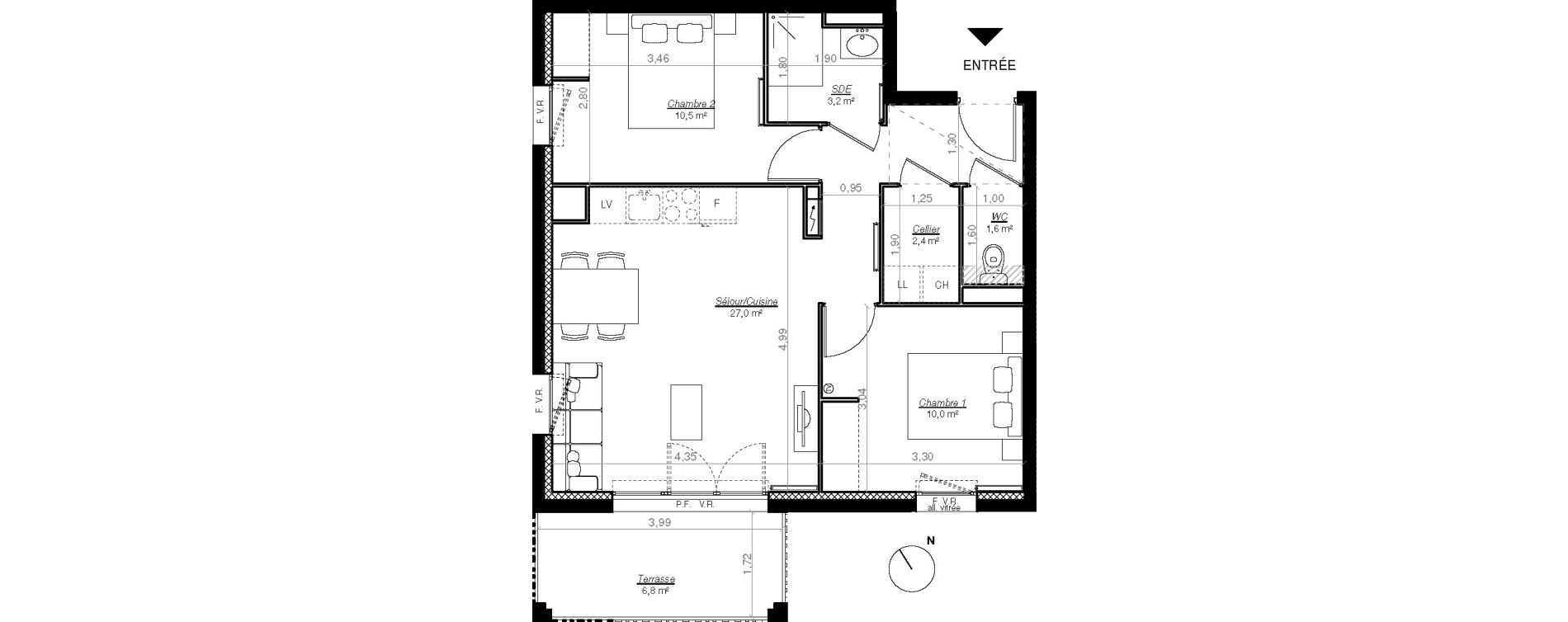 Appartement T3 de 54,60 m2 &agrave; Mont-De-Marsan Centre