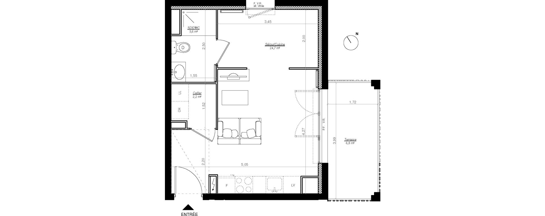 Appartement T1 de 30,40 m2 &agrave; Mont-De-Marsan Centre