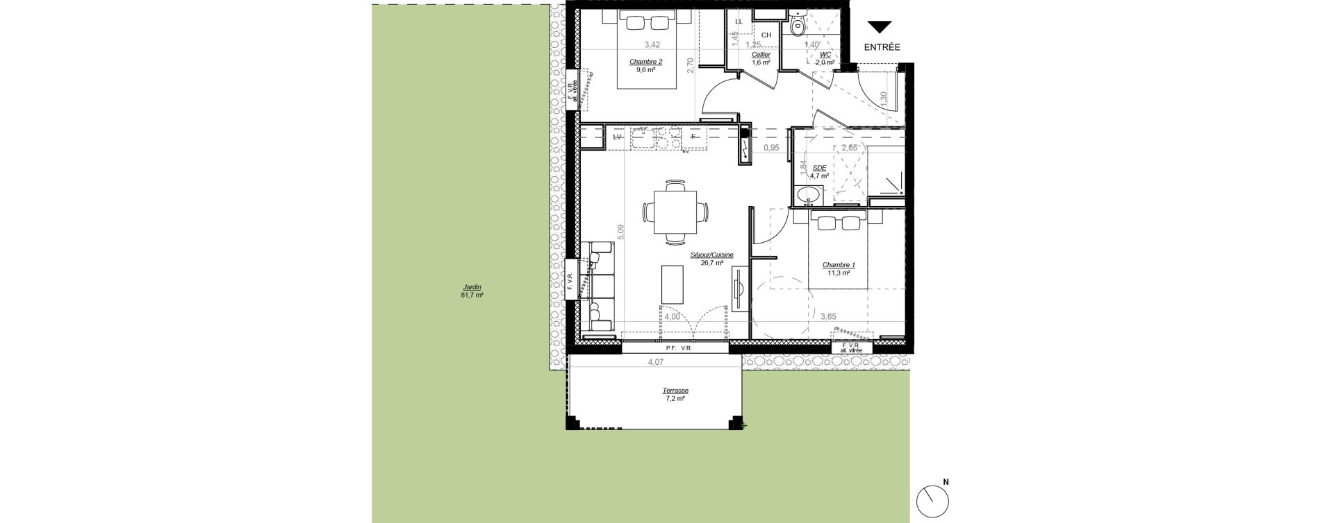 Appartement T3 de 55,80 m2 &agrave; Mont-De-Marsan Centre