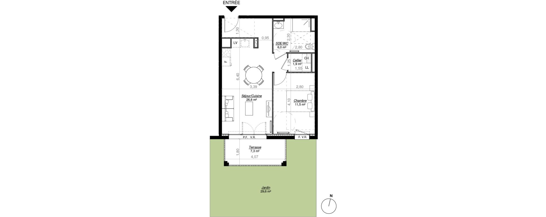 Appartement T2 de 46,20 m2 &agrave; Mont-De-Marsan Centre