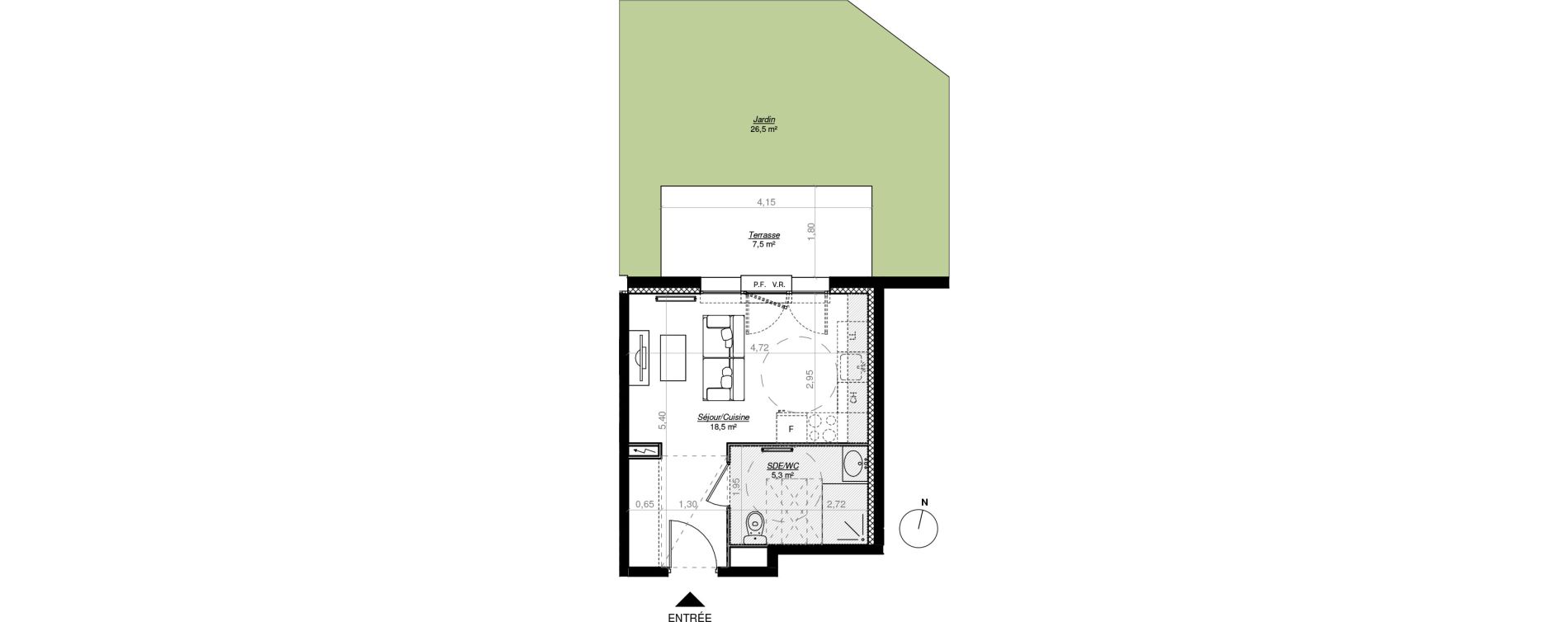 Appartement T1 de 23,80 m2 &agrave; Mont-De-Marsan Centre