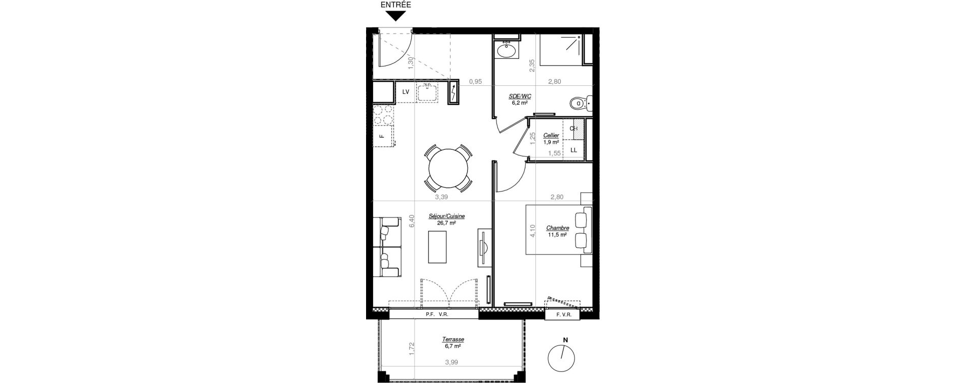 Appartement T2 de 46,20 m2 &agrave; Mont-De-Marsan Centre