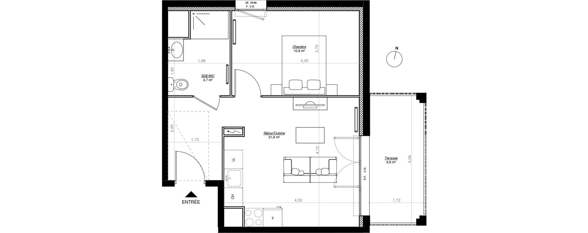 Appartement T2 de 37,40 m2 &agrave; Mont-De-Marsan Centre