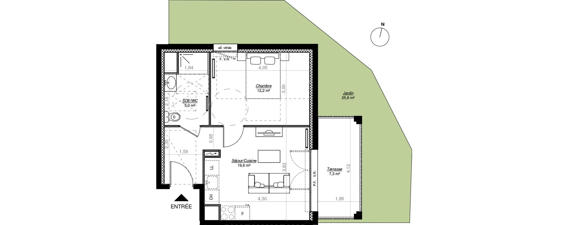 Appartement T2 de 36,80 m2 &agrave; Mont-De-Marsan Centre