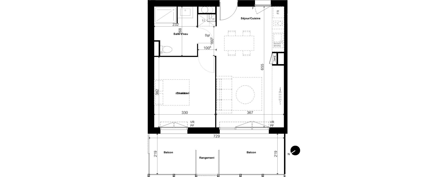 Appartement T2 de 44,05 m2 &agrave; Ondres Les trois fontaines